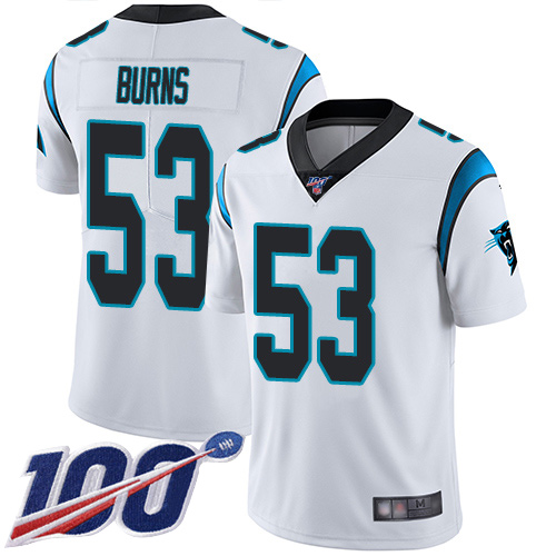 Carolina Panthers Limited White Youth Brian Burns Road Jersey NFL Football #53 100th Season Vapor Untouchable